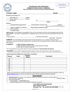 Pre-Arranged Absence Form