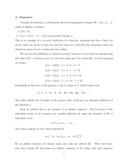 §1. Sequences Consider the function f with domain the set of