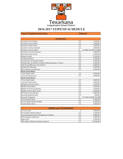 2016-2017 STIPEND SCHEDULE