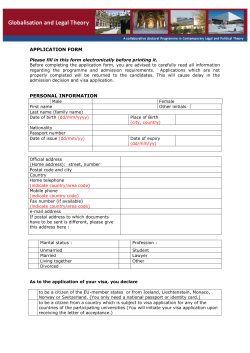 erasmus application form - Globalisation and legal theory