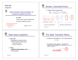 Canonical Forms State-space equations The State Transition Matrix