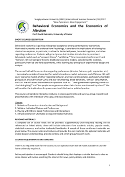 Behavioral Economics and the Economics of Altruism