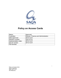 Policy on Access Cards