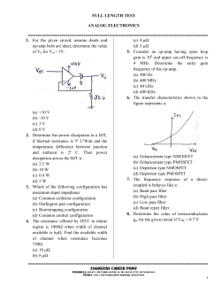 FULL LENGTH TEST ANALOG ELECTRONICS 1. For the given