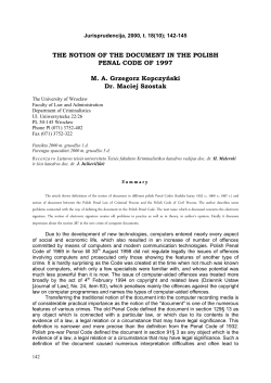THE NOTION OF THE DOCUMENT IN THE POLISH PENAL