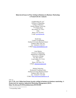 Behavioral Issues in Price Setting in Business-to