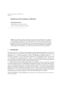 Rough Sets and Learning by Unification 1. Introduction