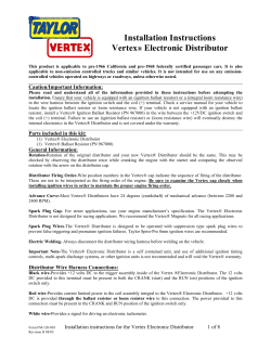 Installation Instructions Vertex&reg; Electronic Distributor