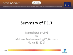 UPV Presentation: Summary of D1.3