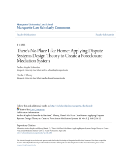 Applying Dispute Systems Design Theory to Create a Foreclosure