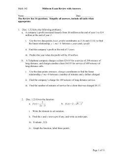 Math 142 Midterm Exam Review with Answers Page 1 of 11 Name