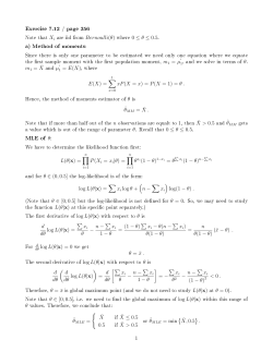 Exercise 7.12 / page 356 a) Method of moments: MLE of &theta;