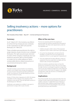 Selling insolvency actions &ndash; more options for practitioners