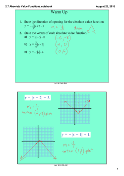 8-29 NOTES Graph Absolute Value Functions