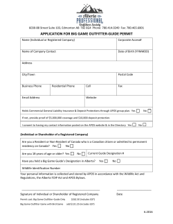 APPLICATION FOR BIG GAME OUTFITTER