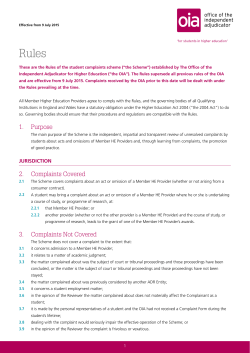 Rules of the OIA Scheme - Office of the Independent Adjudicator