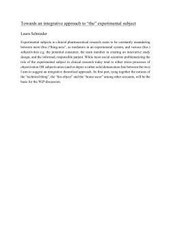 Towards an integrative approach to &ldquo;the&rdquo; experimental subject