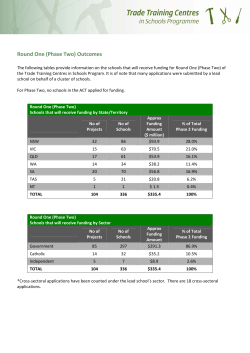 Round One (Phase Two) Outcomes - Department of Education and
