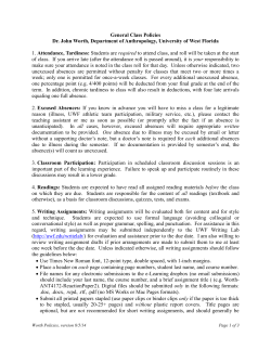 General Class Policies - University of West Florida