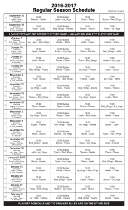 2016-2017 Regular Season Schedule