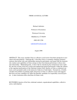 FIRMS AS SOCIAL ACTORS Richard Adelstein Professor of
