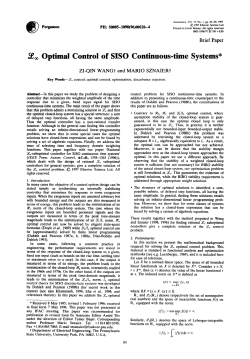 Optimal Control of SISO Continuous-time Systems