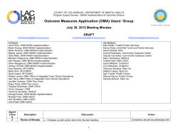 Outcome Measures Application (OMA) Users` Group