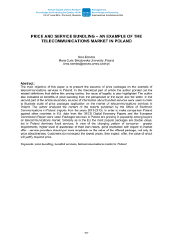 price and service bundling &ndash; an example of the