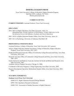 dimitra jackson smith - Texas Tech University Departments