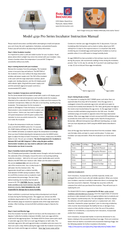 Model 4250 Pro Series Incubator Instruction Manual