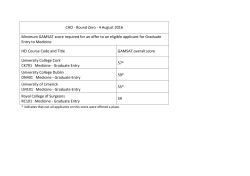 CAO - Round Zero - 4 August 2016 Minimum GAMSAT score
