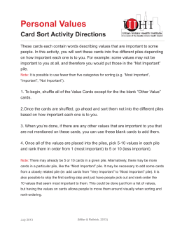 Personal Values Card Sort Activity