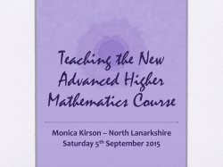 Teaching the New Advanced Higher Mathematics Course