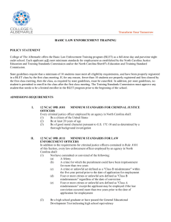 BLET Program Overview - College of The Albemarle