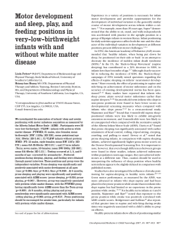 Motor development and sleep, play, and feeding positions in very