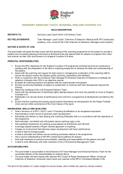 honorary assistant coach, divisional england counties u18