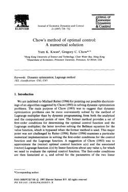 Chow`s method of optimal control: A numerical solution