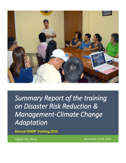 Summary Report of the training on Disaster Risk Reduction