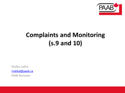 Complaints - PAAB Training