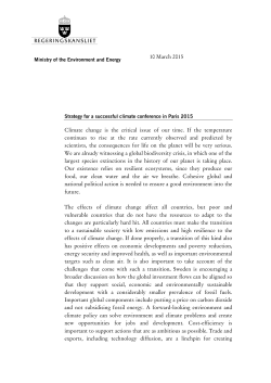 Strategy for a successful climate conference in Paris 2015