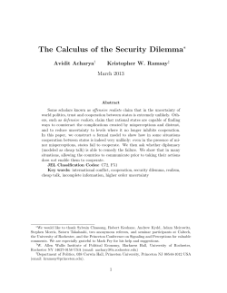 The Calculus of the Security Dilemma