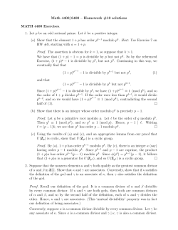 Homework #10 solutions MATH 4400 Exercises. 1. Let p be an odd