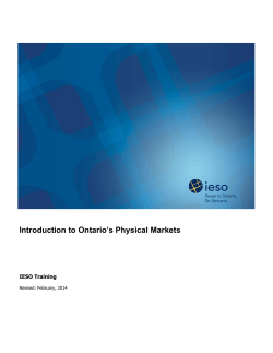 Introduction to Ontario`s Physical Markets