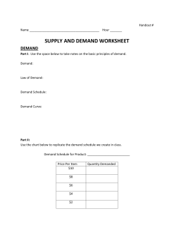 SUPPLY AND DEMAND WORKSHEET