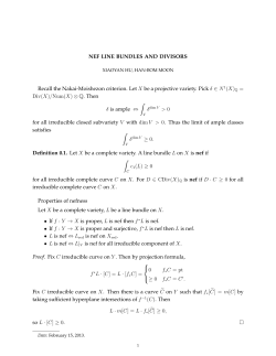 NEF LINE BUNDLES AND DIVISORS Recall the - Han