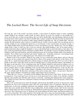 The Locked Door: The Secret Life of Snap Decisions