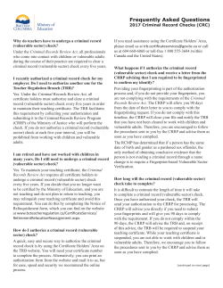 Frequently Asked Questions - Teacher Regulation Branch