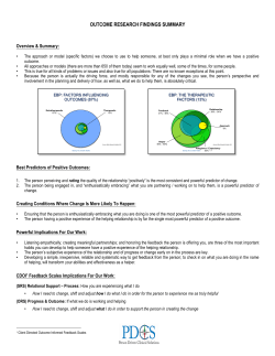 OUTCOME RESEARCH FINDINGS SUMMARY