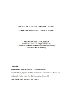 DISQUALIFICATION OF OPPOSING COUNSEL Under ABA Model
