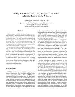 Backup Path Allocation Based On A Correlated Link